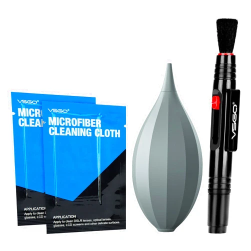 VSGO 4-in-1 Camera Cleaning Kit for Canon, Nikon, Sony DSLR Cameras, Air Blower, Lens Brush Pen, Microfiber Cloths (VS-A13E)