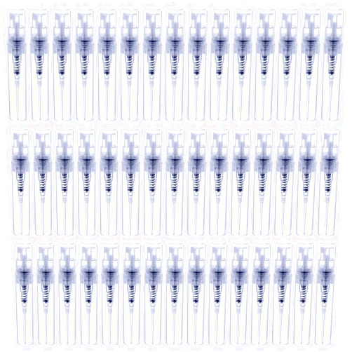 SYBiTeng 60 Pcs Empty Plastic Spray Bottles Perfume Bottle vials small mini clear oil spritzer mister cleaning atomizer spray sample containers with lids.Portable Makeup Tool. (3ml（0.10Oz）)