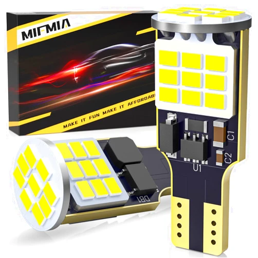 MIFMIA 912 921 LED Bulb Reverse Lights, High Power 27-SMD Chipsets Error Free T15 906 922 W16W Bulbs, 6500K White (Upgraded, Pack of 2)