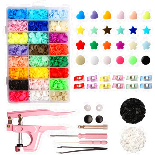 YUSBUTON Polygon snap kit with snap Pliers, 473pcs T5 snap kit for DIY and Sewing/Making/Repairing/Decorating Clothes, Diapers, Bibs…