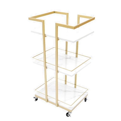 AOOCHU Utility Trolley, Metal Storage Rolling Barber Cart with 4Universal Wheels Heavy-Duty Manicure Trolleys Bar Car Lockable 3Layers Storage Space Organize Cosmetics Snacks for Living Room Bedroom