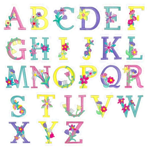 KVZVK 26Pcs A-Z Embroidery Alphabet Patches， Self-Adhesive Sew or Iron on Repair Flower Plant Letter Patches for Clothing Shirts Jackets Hats Jeans Shoes Bags Decors