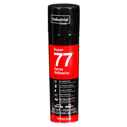 3M Super 77 Multipurpose Permanent Spray Adhesive Glue, Paper, Cardboard, Fabric, Plastic, Metal, Wood, Net Wt 16.75 oz