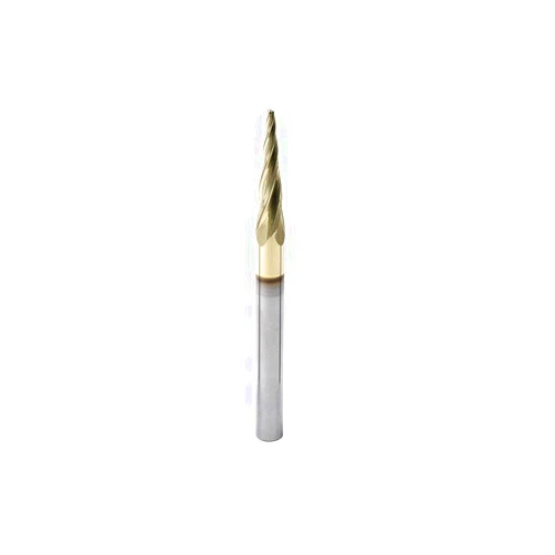 PANHAM 1/16 Inch Ball Nose Upcut CNC Spiral Router Bit 5.4 Degree Tapered Angle for 2D and 3D Wood Carving Solid Carbide ZRN Coating 4 Flutes,1/16