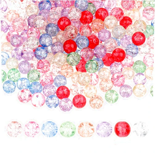 Salbsever 100pcs Crackle Glass Beads Bulk Crystal Glass Beads for Jewelry Making, 8 mm Round Spacer Beads Glass Crafts Beads Friendship Bracelet Beads for Necklace Bracelet Earrings DIY Jewelry Making