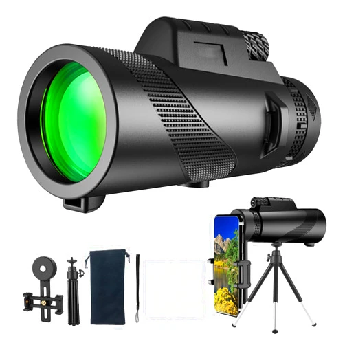 HYTAMY Monocular-Telescope 80x100 High Powered Monoculars High Definition for Adults with Smartphone Adapter for Bird Watching, Hunting Wildlife Bird Watching Travel Camping Hiking (Black)