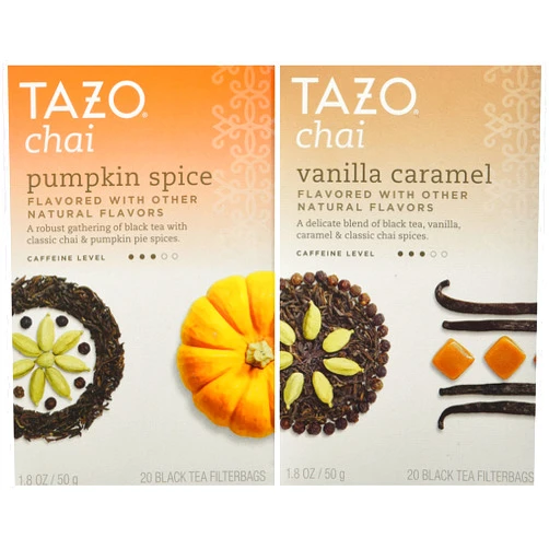 Tazo Chai Tea Holiday Bundle - 2 Items (Tazo Chai Pumpkin Spice Tea and Tazo Chai Vanilla Caramel Tea)