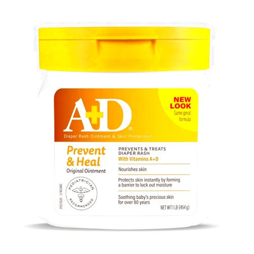 A+D Original Diaper Rash Ointment, Prevents & Protects Diaper Rash, Moisturizes & Heals Dry Skin With Vitamins A&D, 16oz Jar