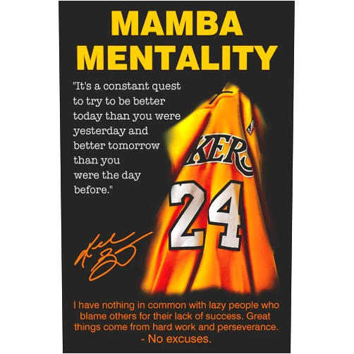 NIIORTY Black Mamba Inspirational Quotes Poster, Black Mamba Mentality Wall Art Decor, Jersey Canvas Art Poster for Man Cave Boys Room Office Decor, A Gift for Dear Basketball Fans, 16