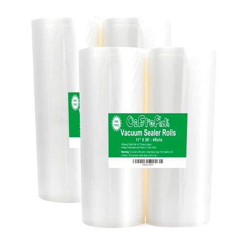 O2frepak 4Pack (Total 200Feet) 11x50 Rolls Vacuum Sealer Bags Rolls with BPA Free,Heavy Duty Vacuum Sealer Storage Bags Rolls,Cut to Size Roll,Great for Sous Vide