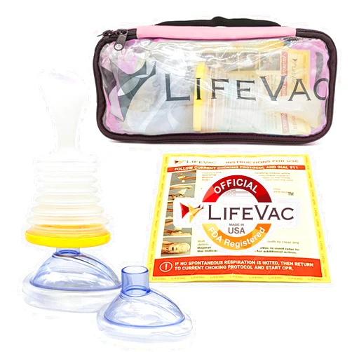 LifeVac Pink Travel Kit - Portable Suction Rescue Device, First Aid Kit for Kids and Adults, Portable Airway Suction Device for Children and Adults