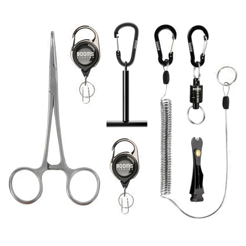 Booms Fishing FF3 7 PCS Fly Fishing Tools Kit, Fishing Knot Tool and Line Clipper Retractor, Magnetic Net Release with Lanyard, Fly Fishing Tippet Spool Holder, Hook Remover Forceps