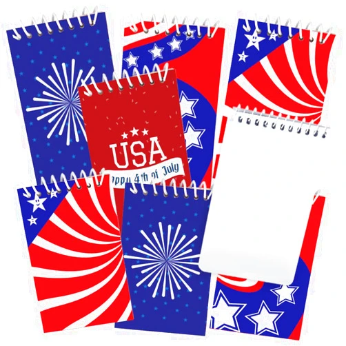 ArtCreativity Mini Patriotic Notepads, Pack of 12, Small Red, White, and Blue Notebooks with Assorted Patriotic Designs, Party Favors for July 4th, Memorial and Veterans Day