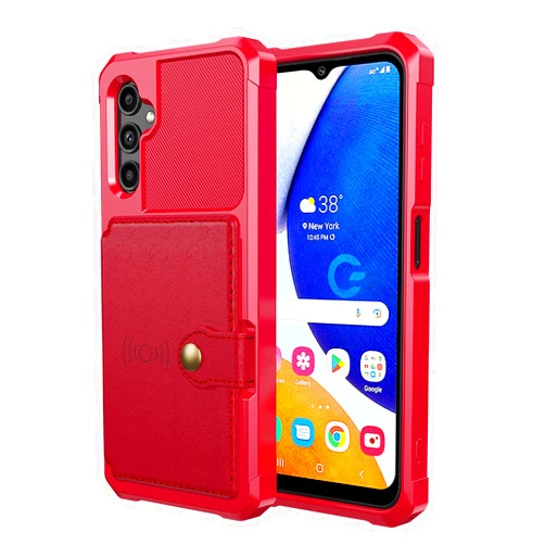 FHZXHY Samsung A14 5G Case,Galaxy A14 5G Wallet Case【Wireless Charging】 Card Slots Magnetic Absorption Function Wallet Phone Case for Samsung Galaxy a14 5g red