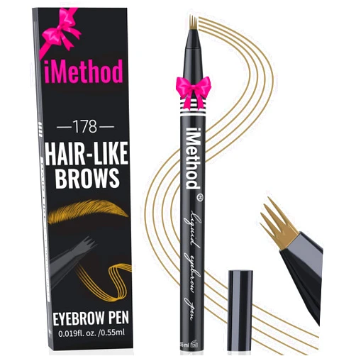 iMethod Eyebrow Pen - Eyebrow Pencil with Micro 4-Fork Tip, Microblading Eyebrow Pen for Natural Hair-Like Brows, Long-Lasting Eye Brow Pencils for Women, Smudge-proof, Light Brown