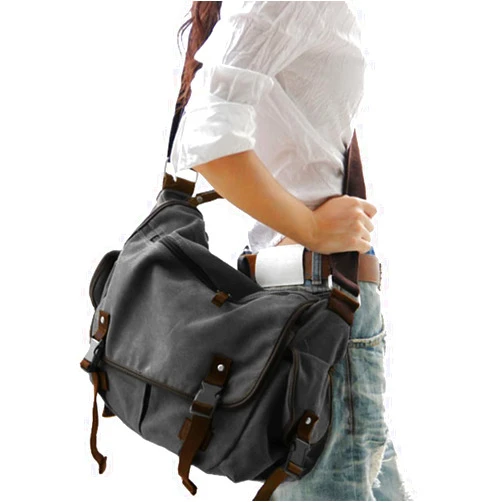Taoqiao [Upgraded] Vintage Canvas Messenger Bag Large Book Laptop Shoulder Bag Women Men New
