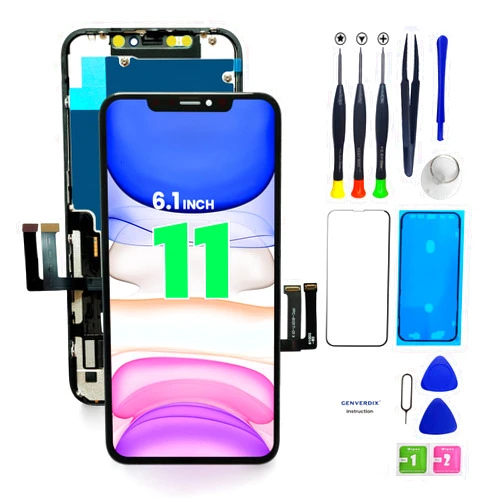 Genverdix for iPhone 11 Screen Replacement 6.1, 3D Touch LCD Display Repair kit, Digitizer Assembly with Tools Set, Tempered Glass, Waterproof Frame Adhesive