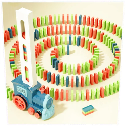 PREPHY Kids Games Domino Train Toys: 180PCS Automatic Stacking Creative Game 3+ Year Old - Stem Montessori Toy for Boys 4-6 - Summer Autistic Christmas Birthday Gifts 5 6 Toddler Girls Ages 4-8