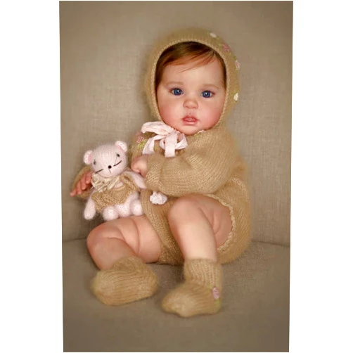 Zero Pam 20 inch Lifelike Reborn Baby Dolls Girl Eyes Open Silicone Newborn Doll with Realistic Veins Rooted Brown Hair Soft Weight Cloth Body Real Babies That Look Real Toys for Kids