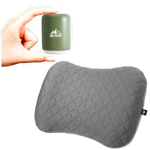 OUTSKIRT Mini Air Pump Bundle with Inflatable Camping Pillow