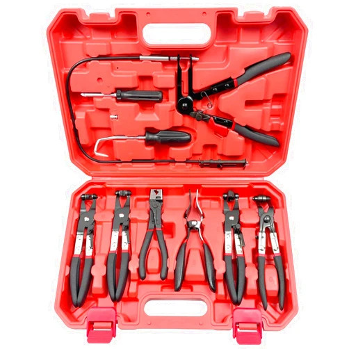 ZCEN 9pc Hose Clamp Pliers, Flexible Wire Long Reach Hose Clamp Pliers Set For Automotive Coolant Radiator Heater and Water Hose, Auto Clamp Remove Tool Kit