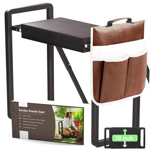 Seasky Foldable Garden Kneeling and Seat, Garden Stool Widened Thick Soft Kneeling Pad, Heavy Duty Gardening Stool with Garden Tool Bag, Gardening Gift for Parents