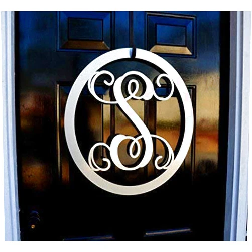 CustomMetalWorx Metal Monogram Letter, Monogram Wreath, Door Hanger Monogram, Metal Monogram Letter, Oval Monogramed Wreath, Wall Art