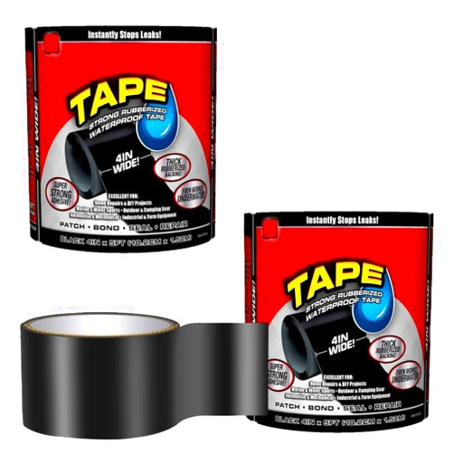 Generic Flex Rubberized Tape Rubberized Waterproof Tape (Waterproof Rubberized Tape) Seal and Patch Leaks, Works Underwater, Indoor Outdoor Projects - Home | Duct Tape Black, Industrial Grade - 2 Roll