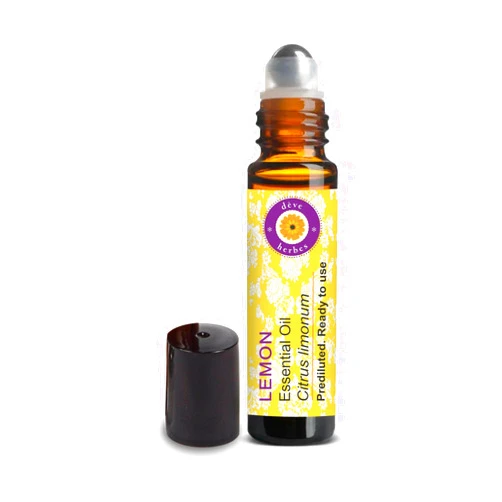 dève herbes Lemon Essential Oil (Citrus limonum) Pre Diluted Ready to Use Roll-on Blend for Aromatherapy and Topical Skin Application for Kids and Adults 10ml (0.33 oz)