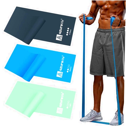 A AZURELIFE Resistance Bands,Professional Long Non-Latex Elastic Stretch Bands,Exercise Bands for Physical Therapy, Yoga, Pilates, Rehab, at-Home or The Gym Workouts, Strength Training