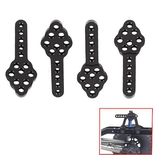 HeyMi 2 Pairs RC Car Shock Absorber Mount, CNC Metal Adjustable Height Angle Stand for Axial SCX10 90046 D90 D110 1:10 RC Crawler Car(4PCS Black)