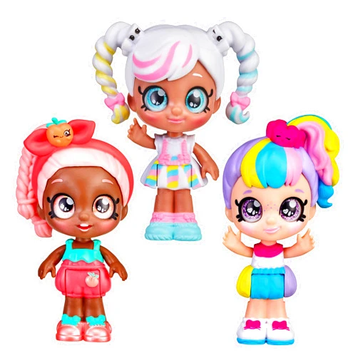 Moose Toys Kindi Kids Minis - Rainbow Besties - 3 Pack Collectible Posable Bobble Head Figure