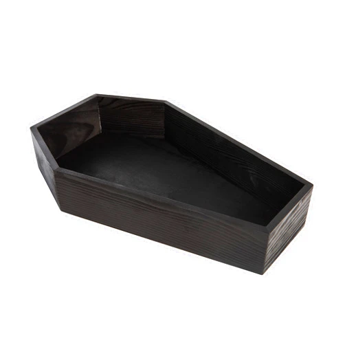 Creative Hobbies Black Painted Wood Coffin Tray - 13.5 Inch Coffin Shaped Serving Tray Box, Great for Candy, Keys, Candles - Perfect Halloween Décor | 13.5