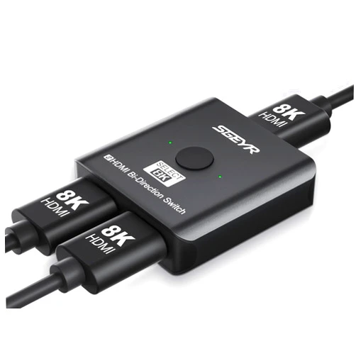 SGEYR HDMI Switch, 8K HDMI Switcher 2 in 1 Out,HDMI 2.1 Switch Selector,Aluminum HDMI 2.1 Splitter Bi-Directional Ultra HD, Support 8K@60Hz,48Gbps, Compatible with PS5/4,Xbox,Roku