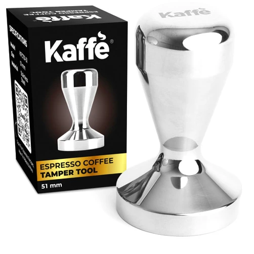 Kaffè Kaffe 51mm Stainless Steel Espresso Tamper - Coffee Tamper & Distributor for Portafilter - Premium Coffee Press Tool - Espresso Accessories for Barista - Ground Coffee Hand Tamper for Espresso Machine