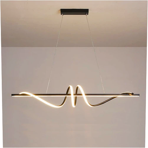 TAMYUSE 48W/68W Dimmable LED Kitchen Light Fixtures Linear Wave Chandelier Aluminum Pendant Light for Kitchen Island Bedroom Hallway Entryway
