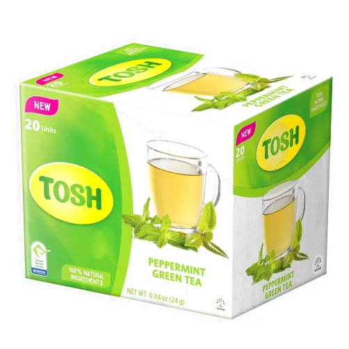 Tosh Peppermint Green Tea 0.84 Oz | Box with 20 tea bags | Natural Ingredients | (Pack of 1)