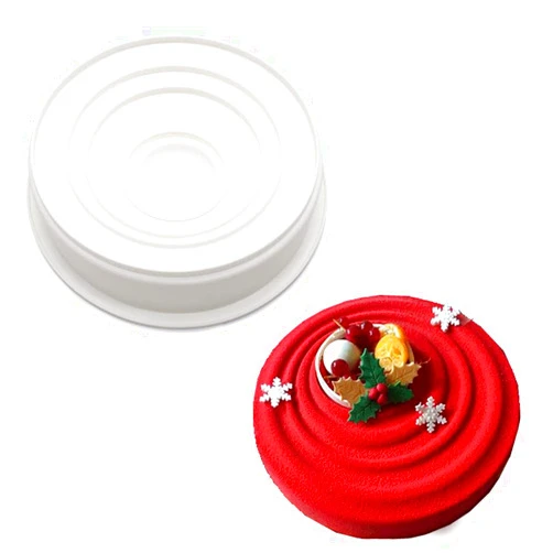 HOMUT 8.7inch Silicone Mousse Cake Mold Durable Round Ripple Pan for Chiffon Cake Sugar Rainbow Cake Bakery Dessert Store Wedding Cakes Festival Cakes Baking Tools White