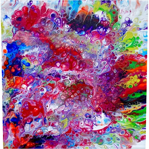 ByHandMade Explosion of Spring Flowers Acrylic Pour Painting