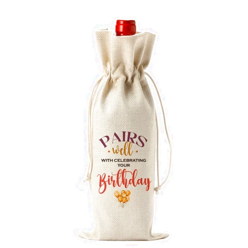 FBCCZEY Funny Birthday Gift for Women Men Wine Bag Happy Birthday Decorations Wine Bags Pairs Well with Celebrating Your Birthday Wine Bags Happy Birthday Gifts for Friends Coworker