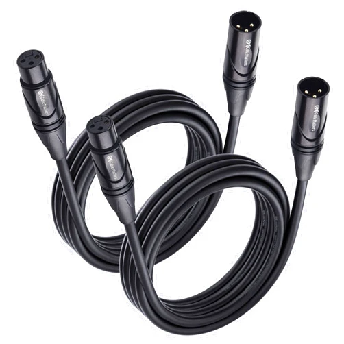 Cable Matters 2-Pack Premium XLR to XLR Cables, XLR Microphone Cable 10 Feet, Oxygen-Free Copper (OFC) XLR Male to Female Cord, Mic Cord, XLR Speaker Cable, Black