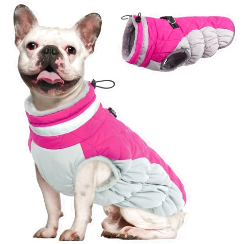 OUOBOB Dog Winter Jacket Cozy Reflective Waterproof Windproof Warm Pet Garment,Comfortable Cold Weather Fleece Apparel Outfits with Zipper Closure for Small Medium Large Dogs Puppy Walking,X-Small
