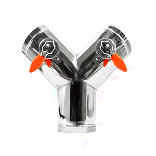 MKPARTY 3 Way Air Volume Control Valve, Manual Stainless Steel Y Type SS201 Silicone Seal 51-80mm Straight End Duct Branch (Y-type-63mm)