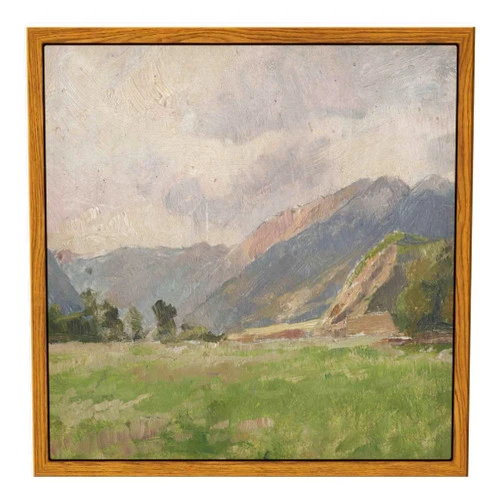 InSimSea Square Framed Wall Art Decor, Retro Prairie Mountain Landscape Paintings, Nature Scenery Wall Pictures for Bedroom Bathroom Living Room, Canvas Prints Artwork, Vintage Decor, 9x9 Inch