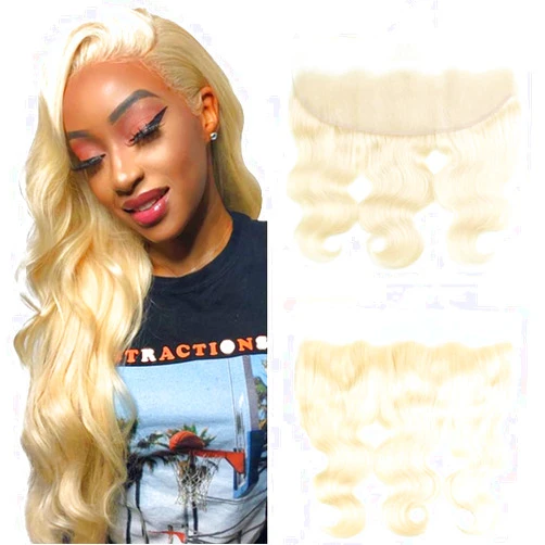 UNEED 613 Frontal 13x4 Frontal 613 HD lace Frontal Blonde Transparent Lace Frontal Closure Free Part Ear To Ear Brazilian Virgin Remy Body Wave Human Hair Pre Plucked with Baby Hair Blonde Color 14 Inch