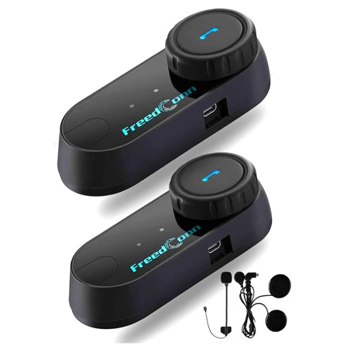 FreedConn Motorcycle Bluetooth Headset, TCOM VB 2-Way 800M Helmet Communication Systems,Motorbike Bluetooth Intercom, intercomunicador para motos/FM/BT5.0/Siri/2 in 1 Mic for full/3/4 Helmet(2Pack)