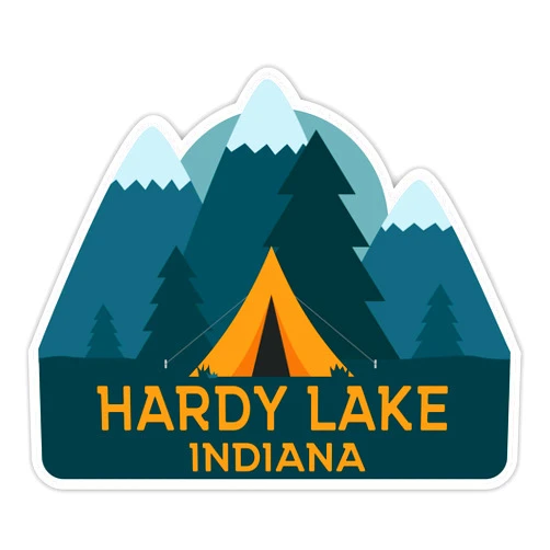 R and R Imports Hardy Lake Indiana Souvenir 4 Inch Vinyl Decal Sticker Camping Tent Design