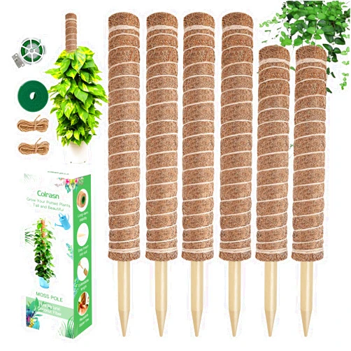 COLRASN Moss Pole for Plants Monstera, 115 inch Moss Poles for Climbing Plants, 4 Pcs 20.5