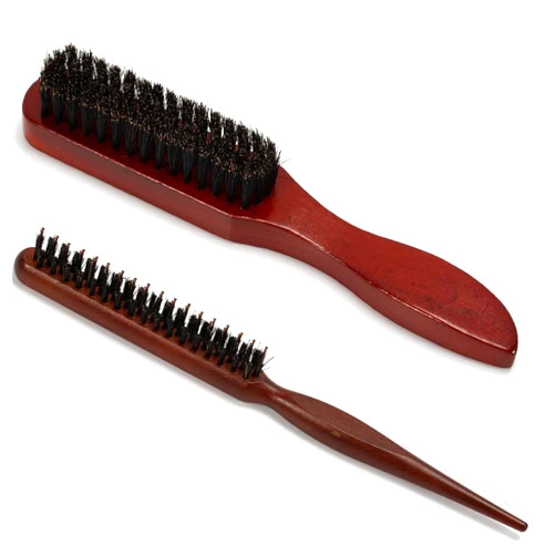 HUIRUSO 2 Pcs Slick Back Hair Brush for Men Women,Teasing Boar Bristle Hair Brush Smoothing Brush Sleek Hair Brush for Slicking Hair Beard to Enhance Hair Shine and Smooth