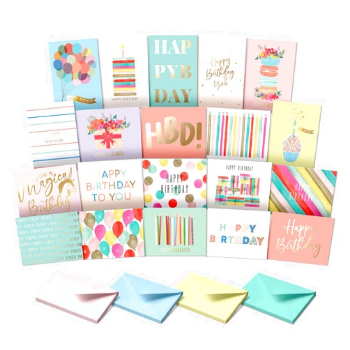 Sweetzer & Orange Happy Birthday Cards with Envelopes & Assortment Box. Variety Set of 20 Assorted Birthday Cards with Envelopes, Perfect Bulk Pack for Celebrations, Special Occasions, Friends